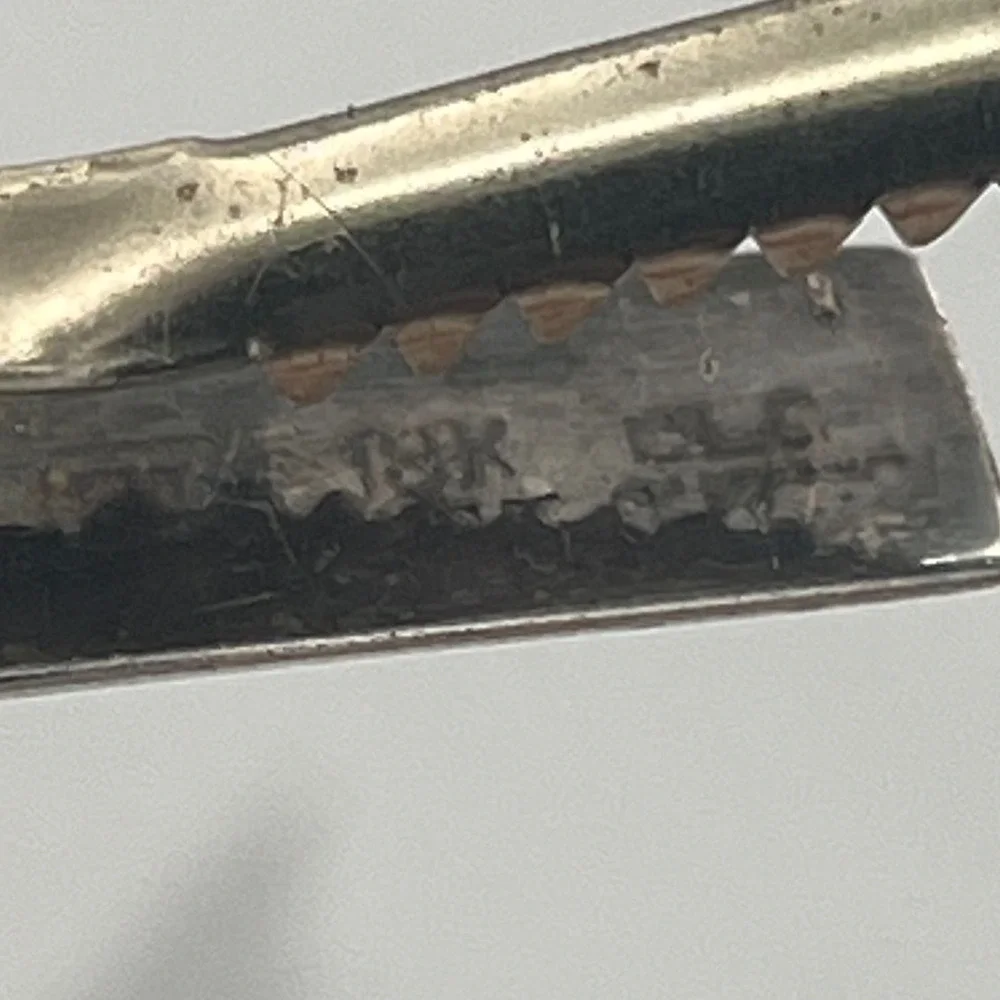 Vintage Peru / Mexico Sterling Silver & 18K Tie Bar alligator Clip Inca mythical